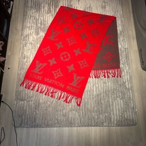 Louis Vuitton Red and Brown Monogram Scarf